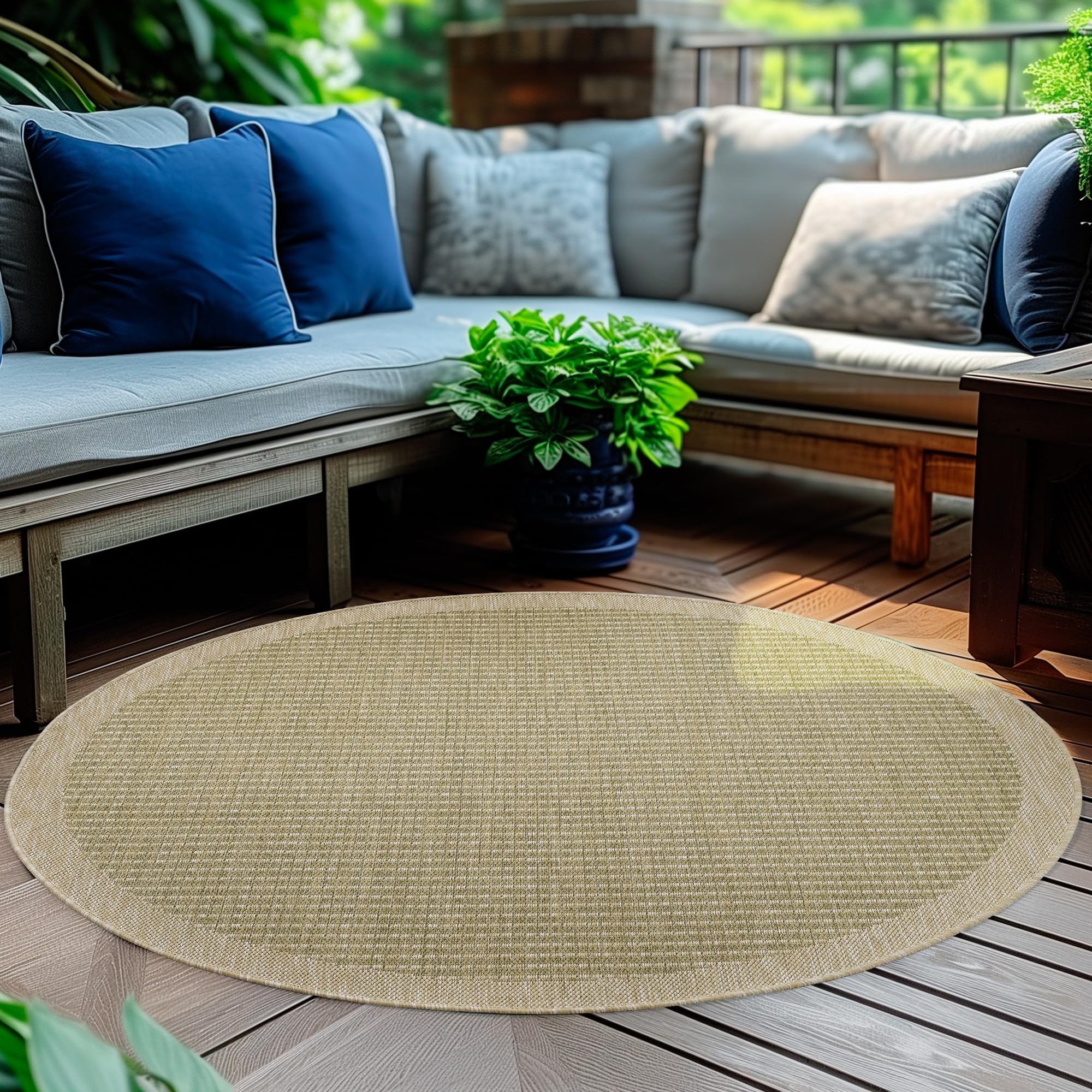 Homebyhome Outdoor-Teppich Flachgewebe Wetterfest Einfarbig Küchenteppich Balkon Terrassen Garten Wohnzimmer Teppich