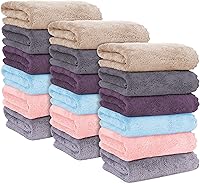 Vista 26 de MOONQUEEN paquete de 6 toallas de mano de alta calidad, de secado rápido, toallas de microfibra de terciopelo coral muy absorbentes, para hotel