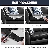 Vista 5 de ONine - Cinta de reparación de piel, de 3 x 60 pulgadas, parche adhesivo de reparación para piel, para sofás, asientos de automóvil, bolsos, Gris