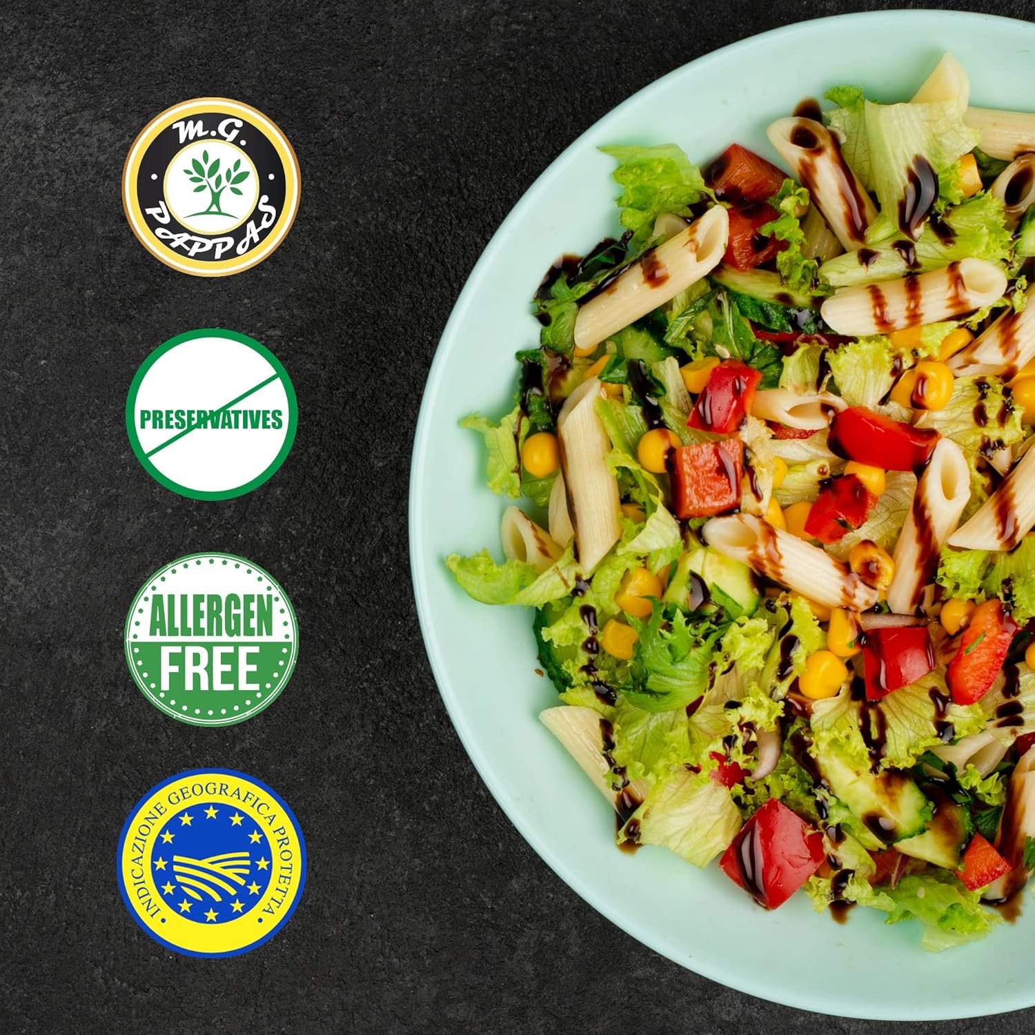 M.G. PAPPAS Balsamic Vinegar from Italy IGP plus Thick Barrel Aged Traditional Style Sweet Gourmet Italian Set No Preservatives No Caramel Pack of 2 x 8.5 Fl Oz