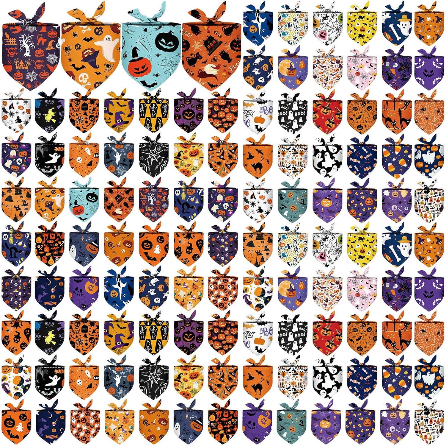 Amylove 120 Pcs St. Patrick's Day Dog Bandanas Bulk Holiday Triangle Dog Pack Puppy Kerchief Bandana Adjustable Spring Pet Scarf for Pet Cat Costume Accessories Decor(Pumpkin)