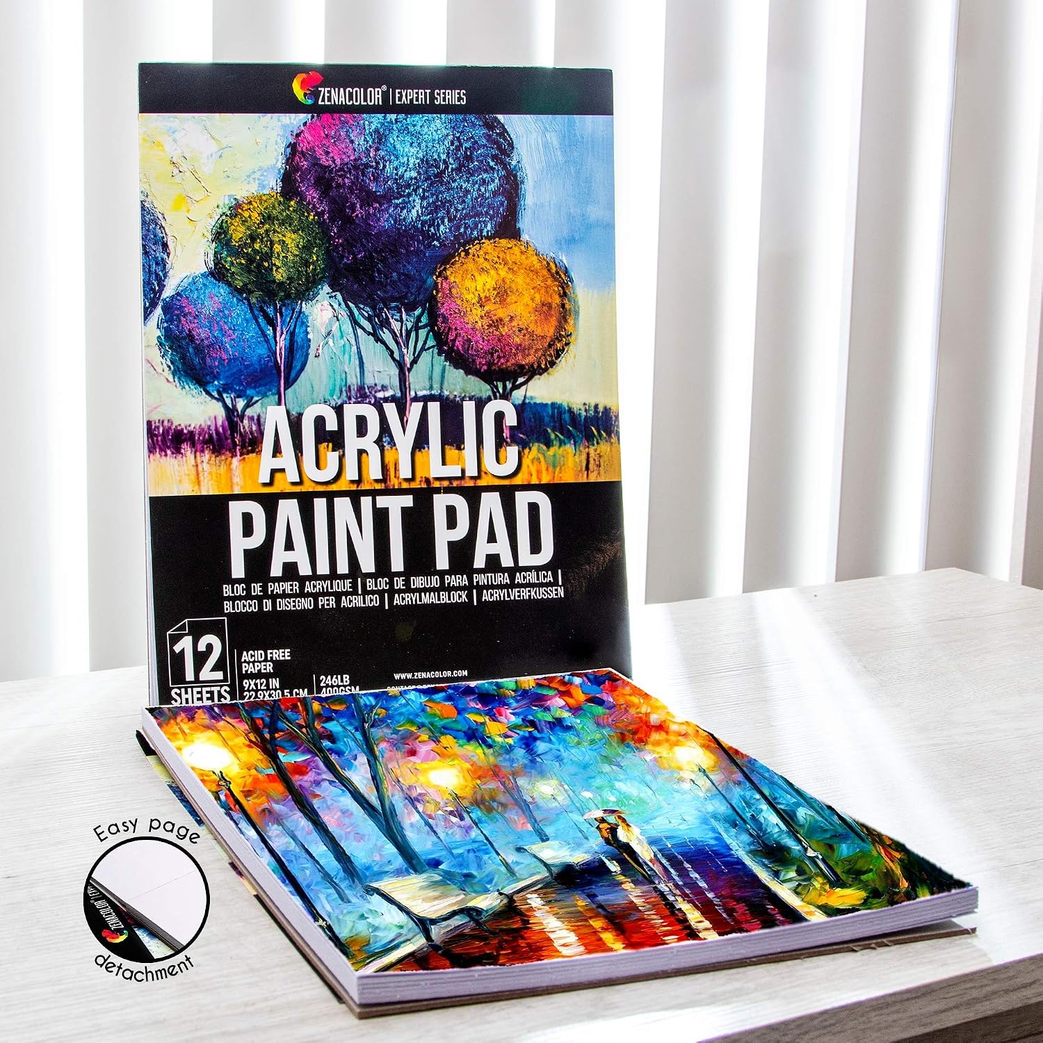 Acrylic Paper Pads (Set of 2) - 24 Sheets 9x12 inch - 400gsm Acid-Free Art Paper - Easy Removable Pages - For Drawing and Painting