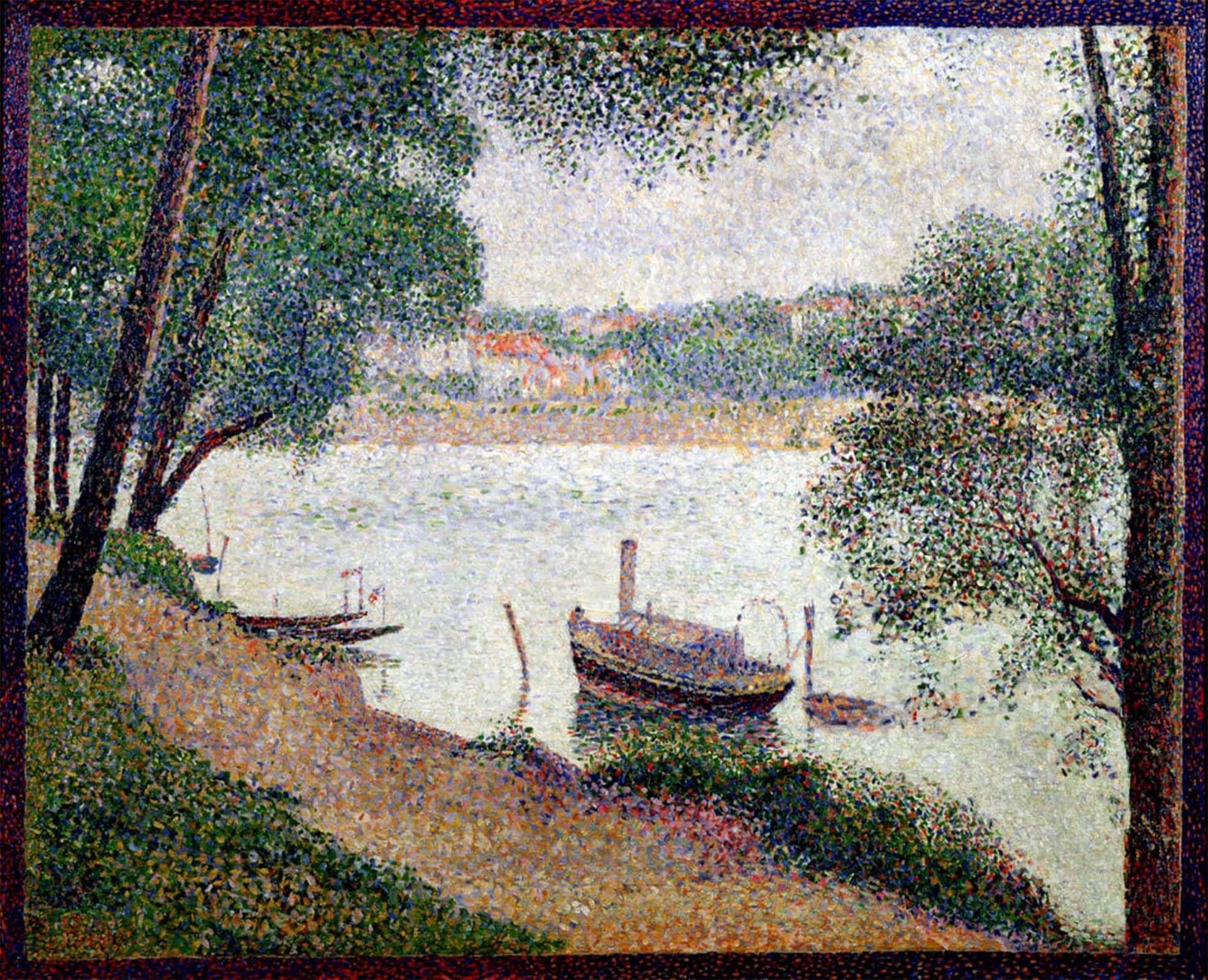SERENDIPITP Vintage Picture Print on Canvas Wall Art Poster River Landscape with a Boat by Georges Seurat Artwork Print Poster for Wall Decor 60x90cm