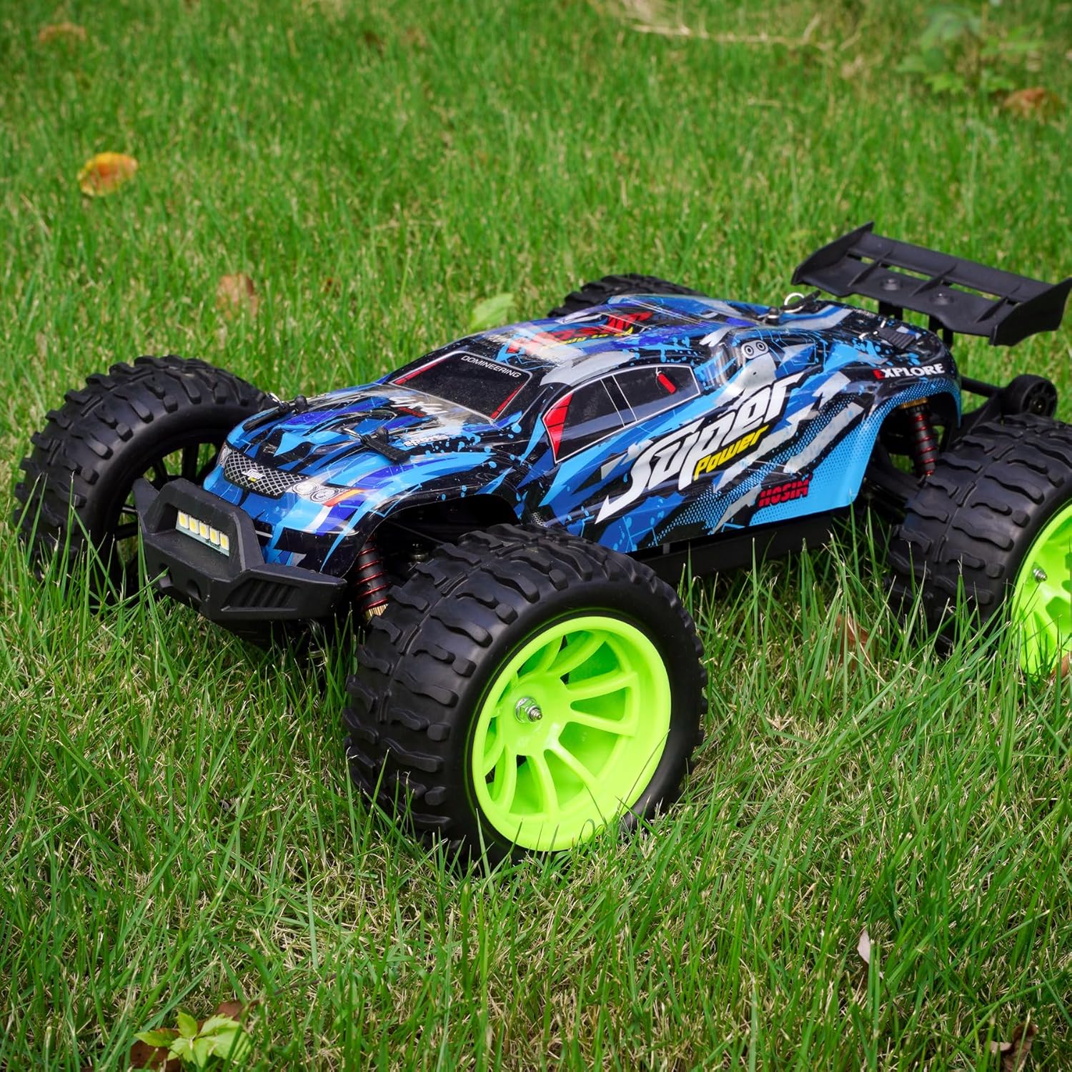 Hosim 55 * 115 mm RC Tires, All Terrain Soft Tire Mounted on 12mm Hex Wheels (Set of 4) for 1/10 RC Cars (Green Wheel hub)