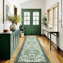 XWZO Washable Runner Rug Non Slip 2x6 Runners for Hallways Soft Kitchen Rug Vintage Carpet for Entrance Living Room Low Pile for Bedroom Laundry Room,Beige Grey