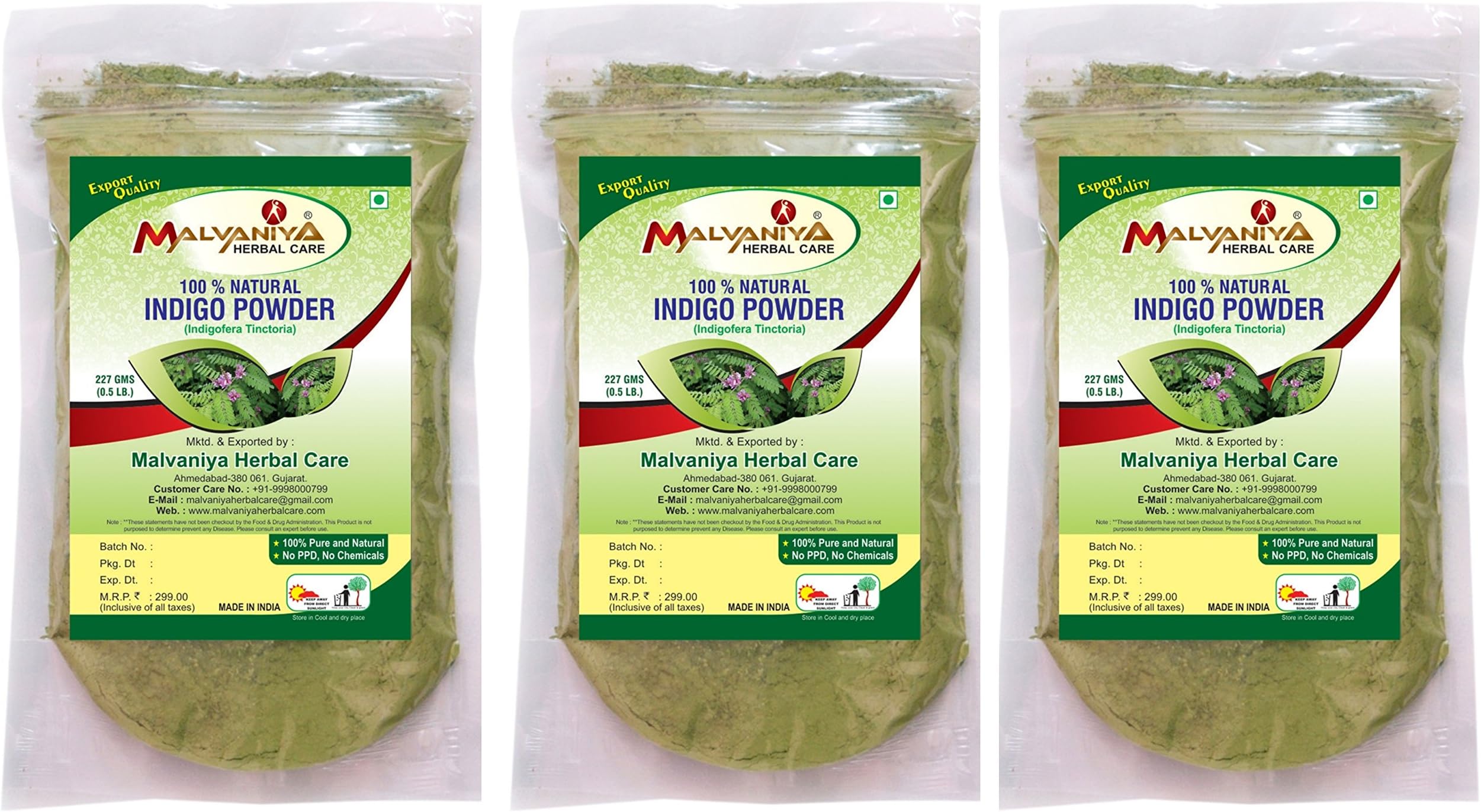 Indigo Powder for Hair (227 g) - Pack of 3