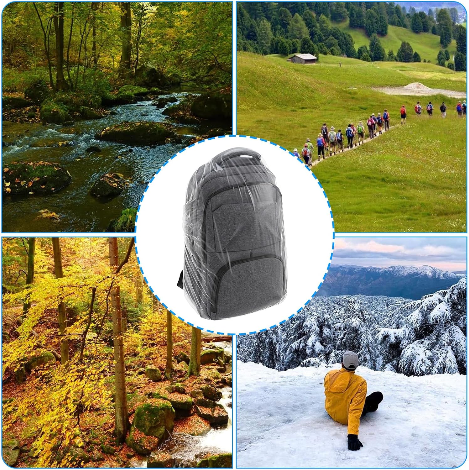 10 Pack Waterproof Backpack Cover Rain Cover for Backpack Disposable Elastic Pe Rain Emergency Protector for Hiking Camping Cycling Travel Fits 15l-40l Backpacks Transparent
