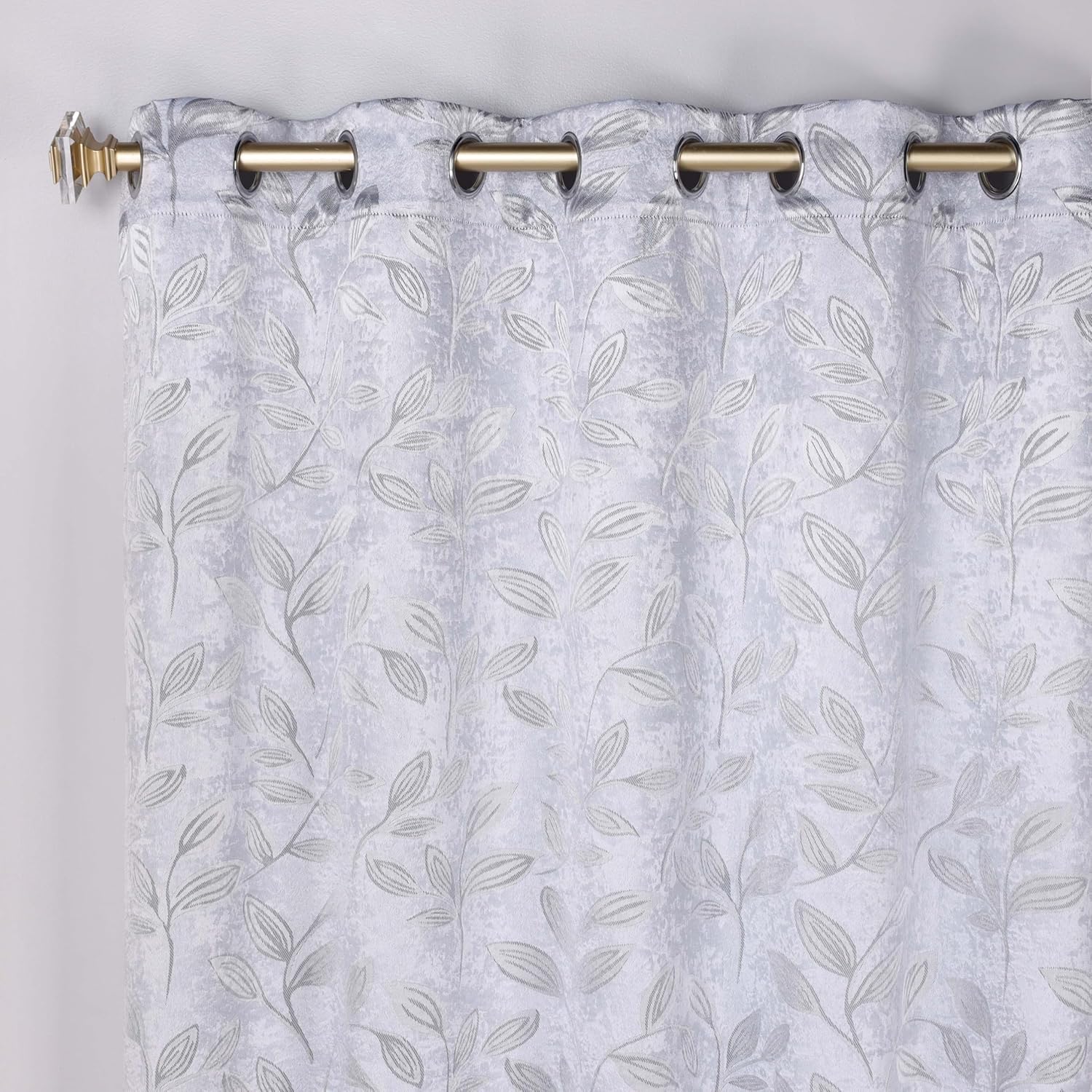 superior blackout curtains, room darkening, bedroom, drapes, kitchen, living room window accents, sun blocking, thermal, 2 pack, leaves blackout curtains, set of 2, 52" x 63", silver silver 52"w x 63"l (pack of 2)