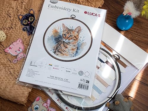 Miniatura 4 de Luca-S Kit de punto de cruz con aro, el gato de Bengala, kit de punto de cruz para adultos, BC210, kit de embroydery