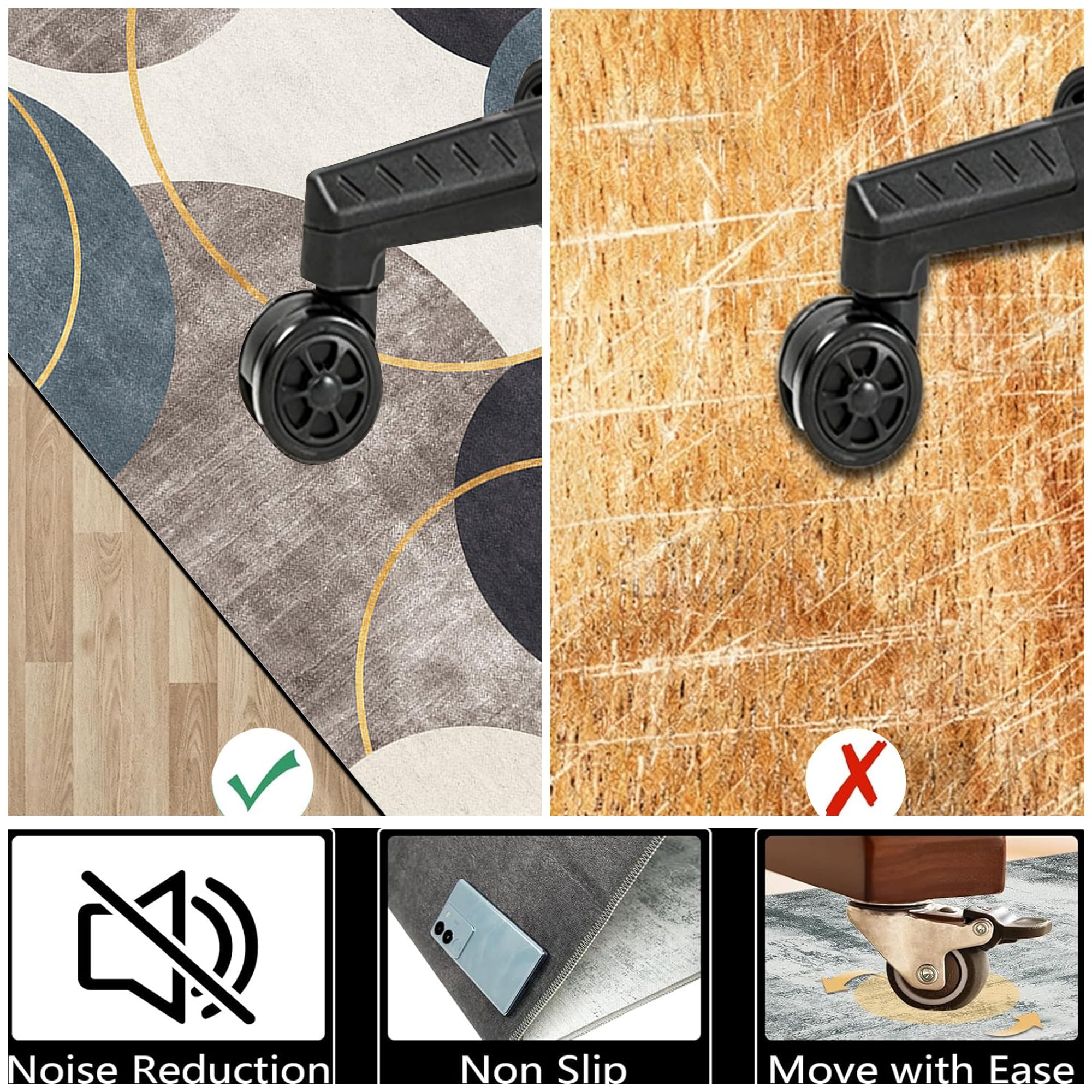 Protectora para Silla de Oficina, Alfombra para Silla de Oficina para Suelos Duros Alfombrilla de Escritorio para Parquet, Alfombra Gaming Suelo, Alfombrilla Protector Suelo Silla Ruedas
