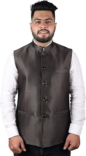 Men's Nehru Jacket | PV Satin Finish Mill Made Material Formal Jacket | Solid Ethnic Sleeveless Jacket | Corporate or Festival Wear