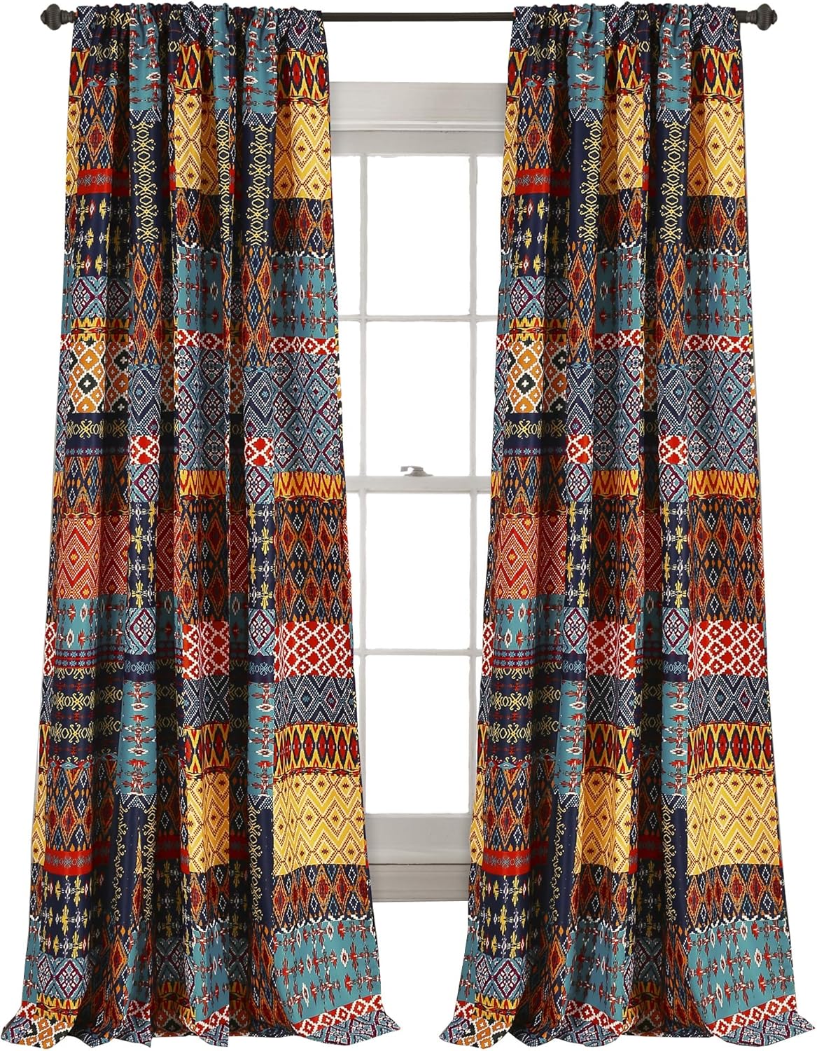 Lush Decor Misha Light Filtering Window Curtain Panel Set, 52"W x 108"L, Multicolor