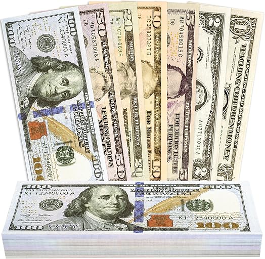140 Pcs Kids Play Money Props Set, Educational Learning Toys, Counting Game Playset for Creative Play, Party Supplies & Stage Performance