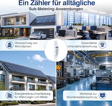 SDM120D Single-Phase 230V 0.25-5 45 Amp kWh DIN Rail Electric AC Meter Pulse Output 1000 Imp/kWh Digital LCD MID Certified/Calibrated