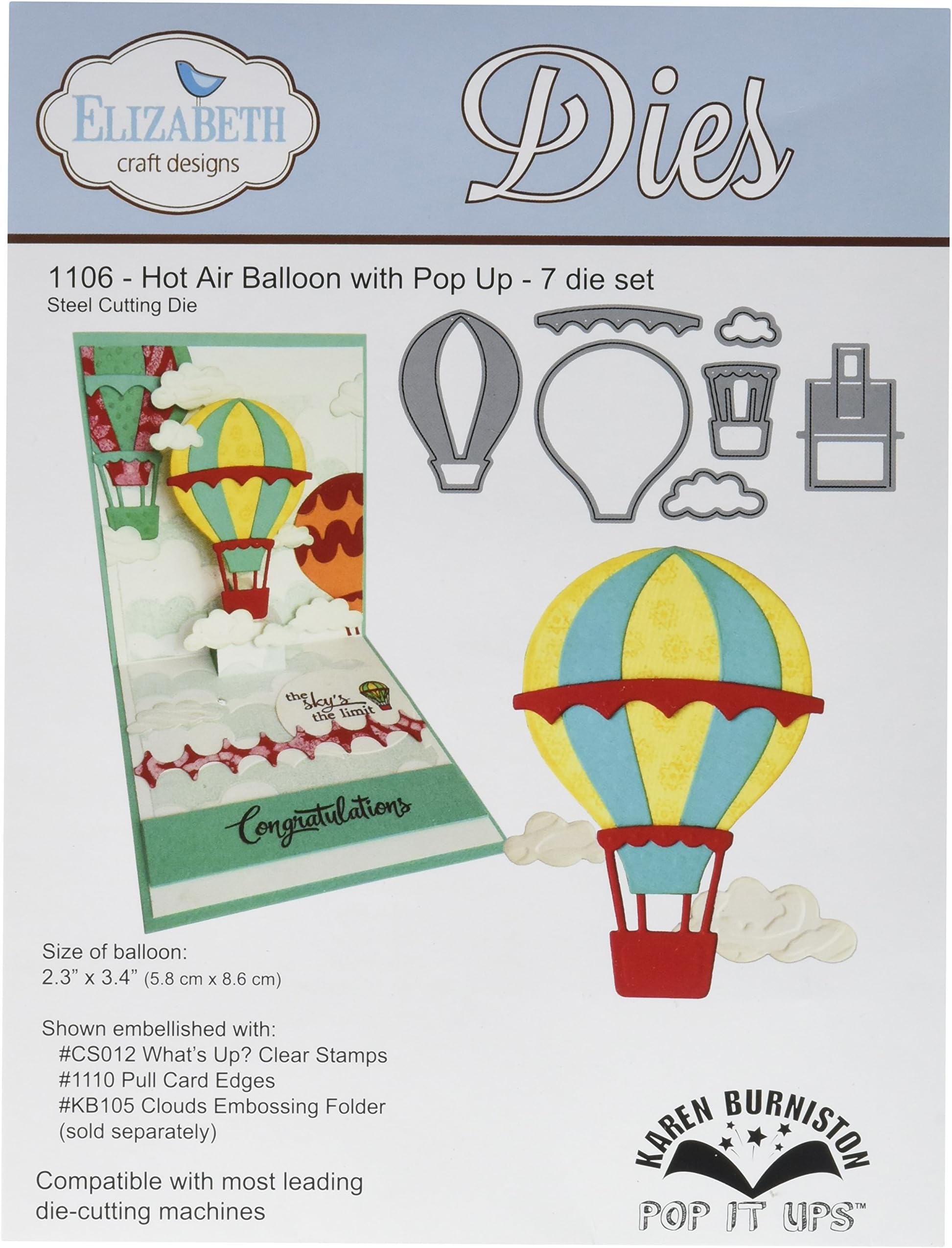 Elizabeth Craft Designs Elizabeth Craft Pop It Up Metal Dies by Karen Burniston-Hot Air Balloon