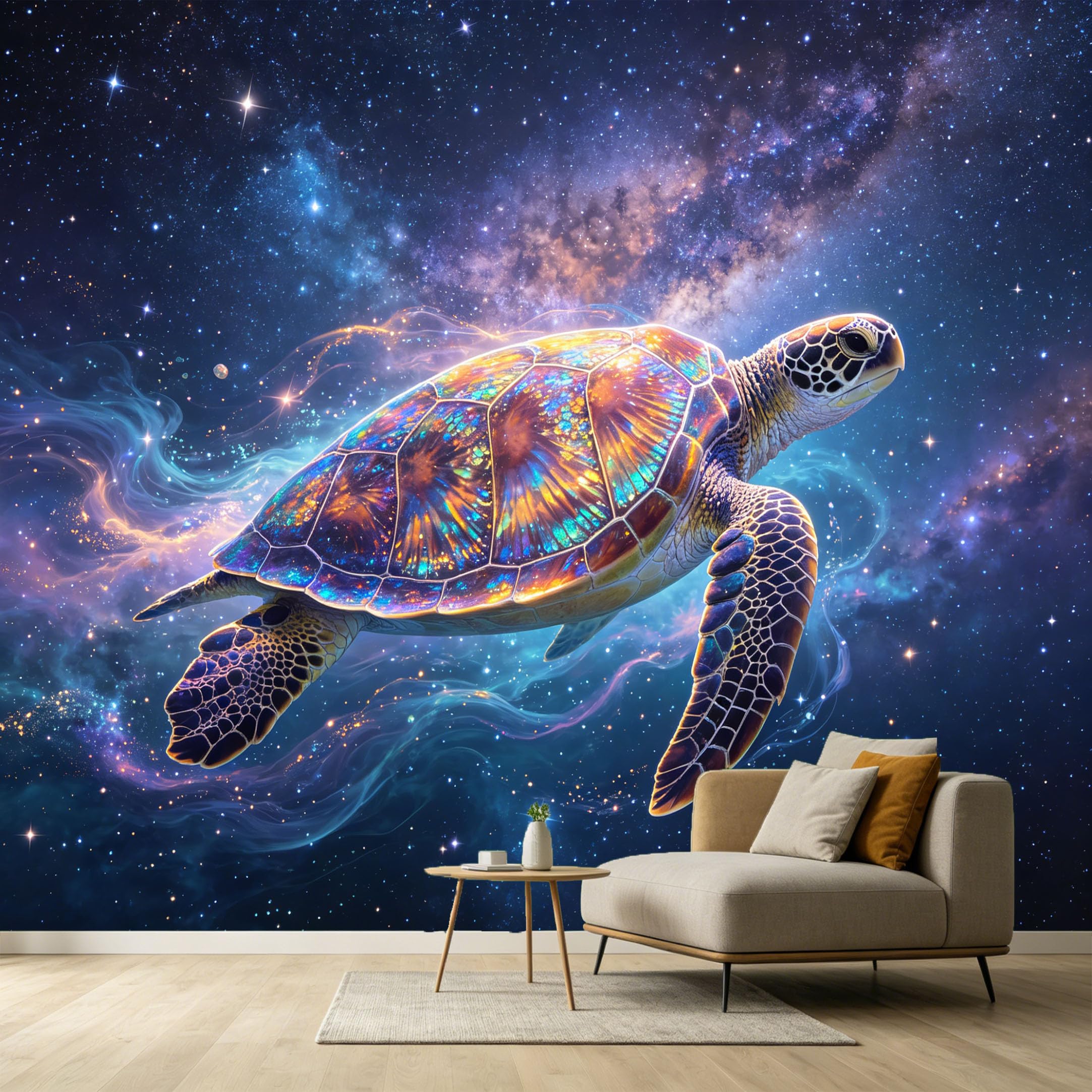 Custom Size Wall Murals Cosmic Sea Turtle Abstract Ocean Nebula Space SelfAdhesive Wall Fabric Removable Large Wallpaper for Photo Living Room Decor Background
