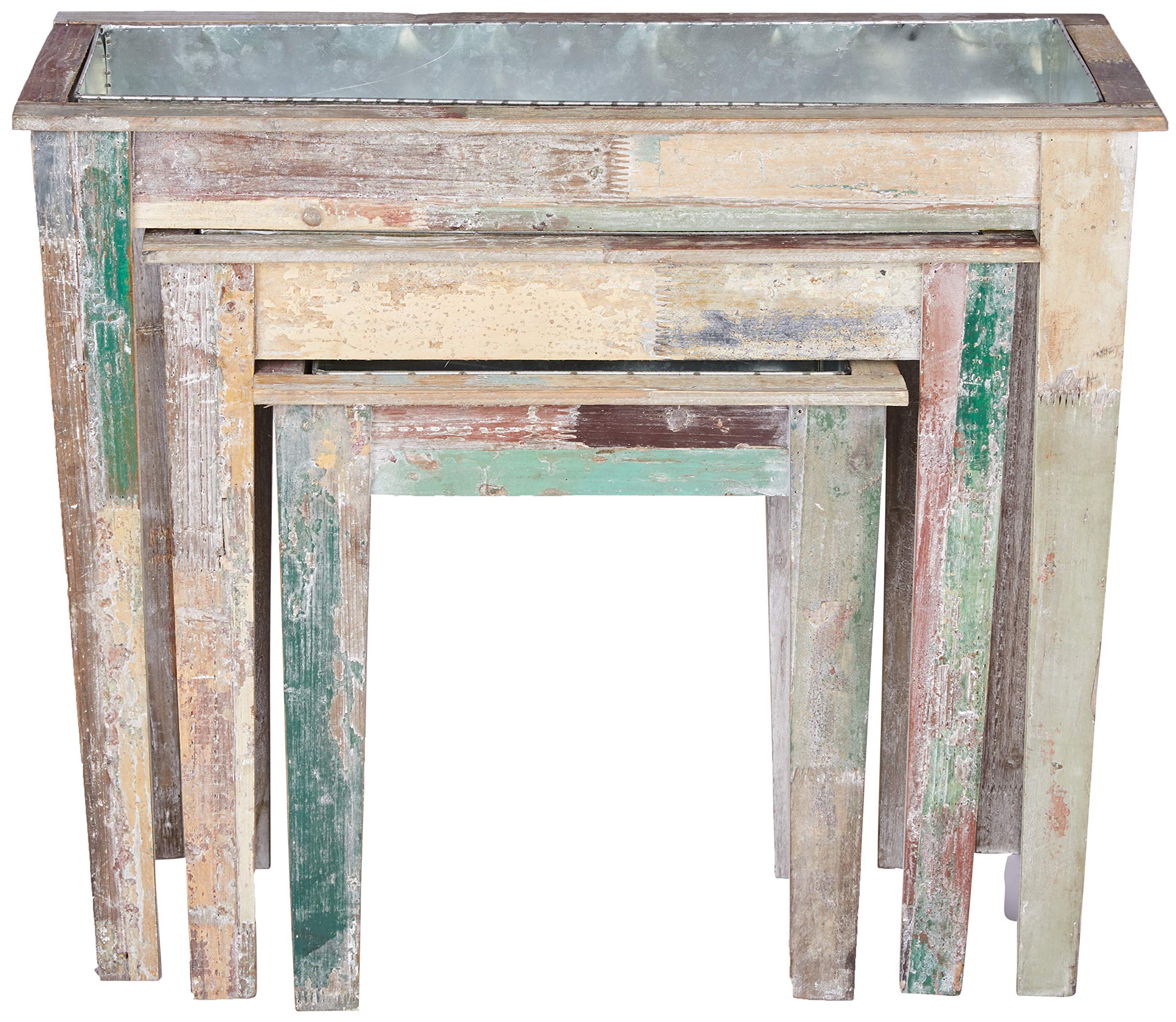 Better & Best 2711420 Set 3 jardineras de pared en madera rústica y colores vintage de madera y metal