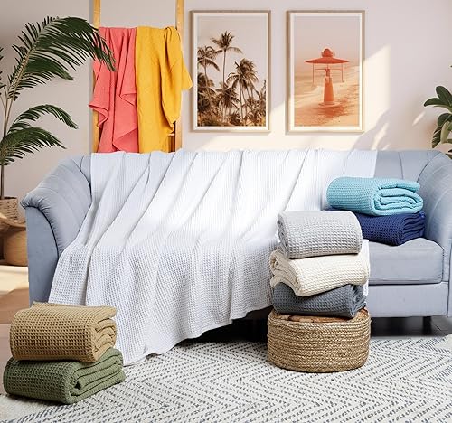 Miniatura 9 de De algodón- Cobija de 100 % algodón de alta calidad suave y térmica - envuélvete en estas cobijas de algodón súper suave y acogedoras - perfectas