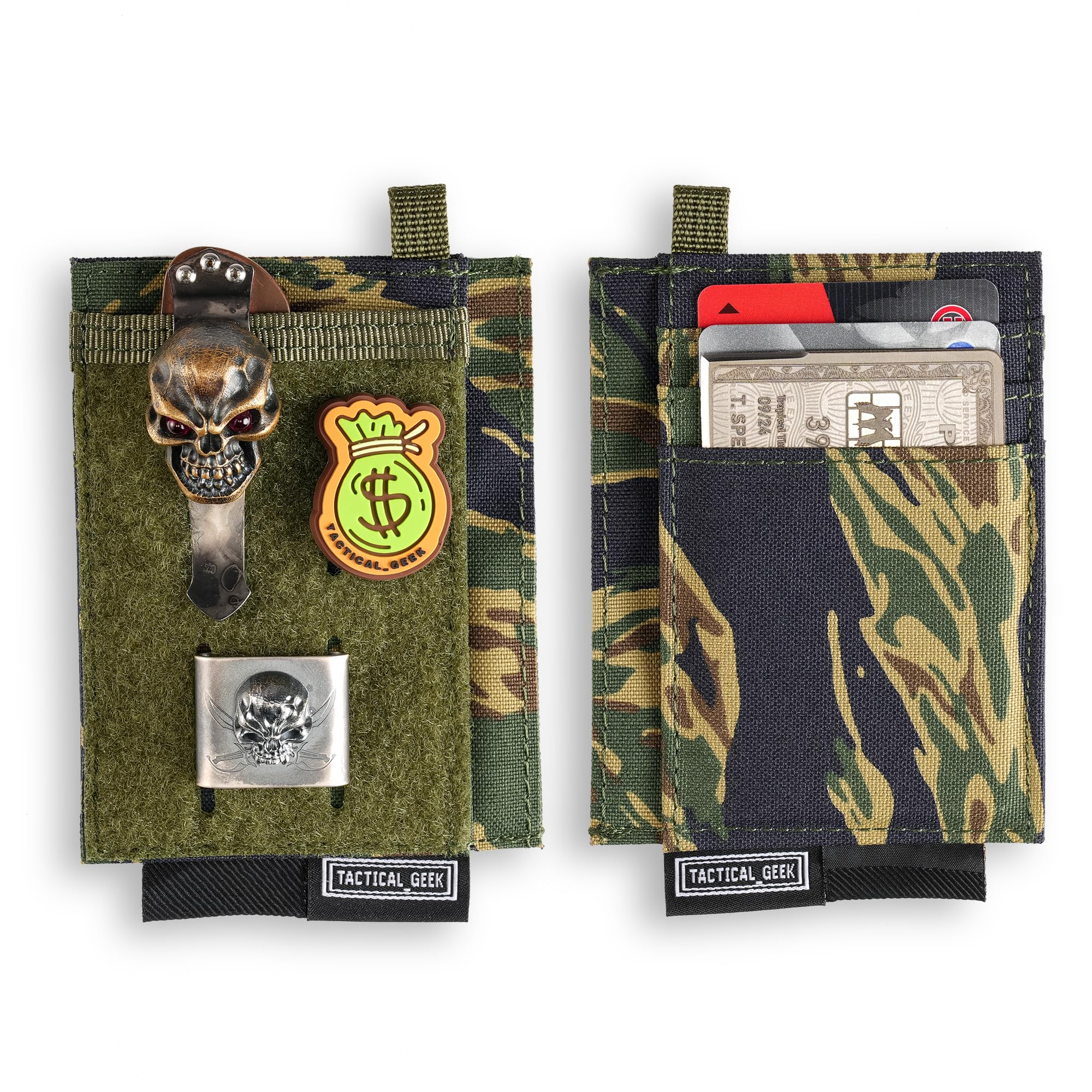 TACTICAL GEEK EXT5 EDC Slim Storage Pouch, Sleek, Lightweight Card Organizer with Nylon Fabric, Credit Card Pocket, Hidden Slot, Versatile Small Gear and Coin Storage (Camo)