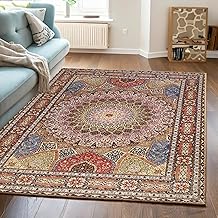 ishro home Premium Carpets for Hall | Carpets for Living Room | Bedroom | Printed | Anti-Skid | Machine Washable (5x7fts, Royal Zari)