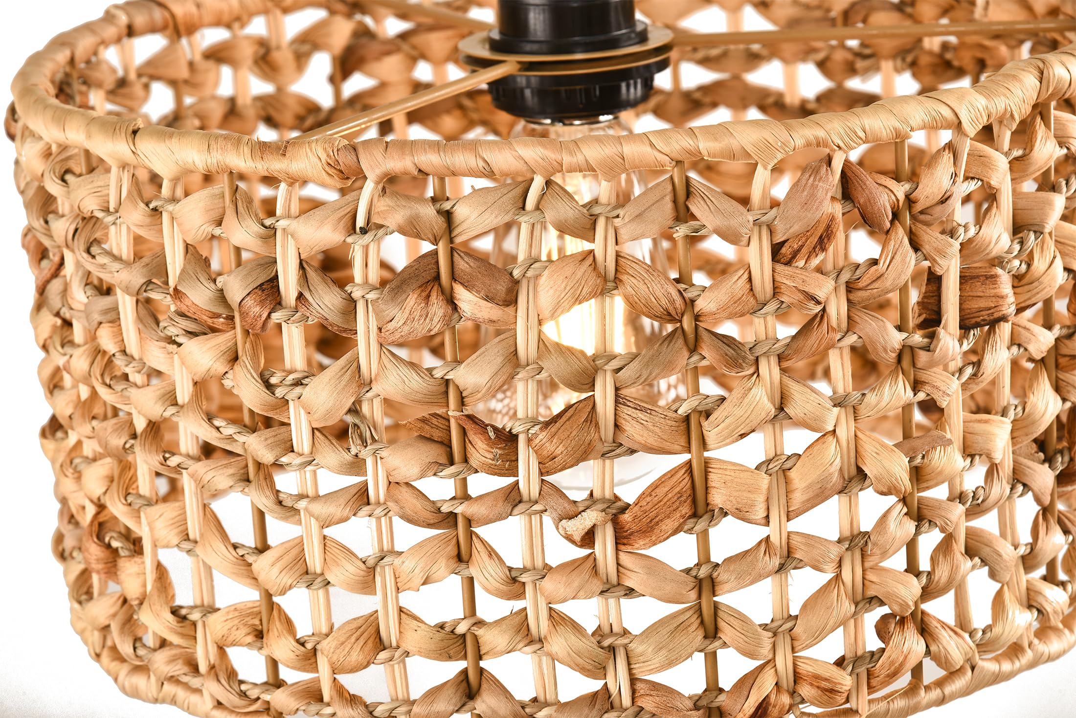 Plug in Pendant Light Rattan Boho Hanging Lamp with Woven Wicker LampShade,Dimmer Switch Hanging Lights with Plug in Cord,Boho Decor Hanging Lamps That Plug Into Wall Outlet Light Fixture for Bedroom