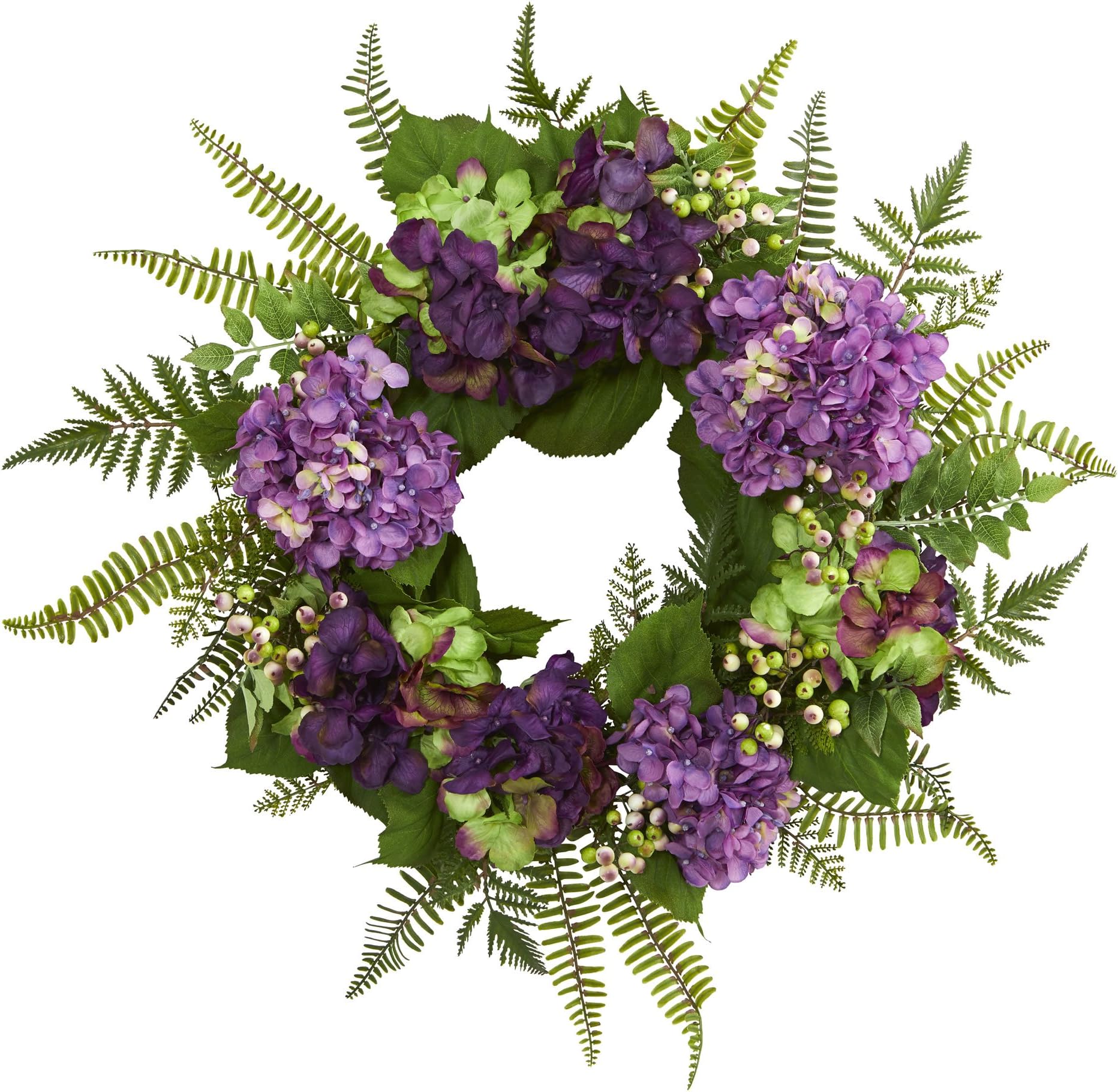 Amazon.com: Eucalyptus and Hydrangea Floral Berry Spring Wreath Purple ...