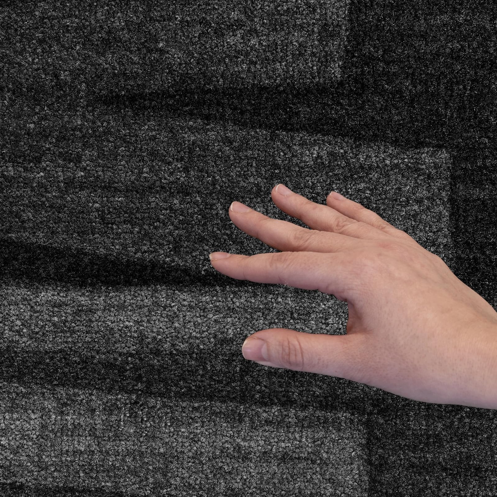 KARAT Tapis de Passage antibactérien Via Veneto Noir, Carpette de Couloir avec dos en latex antidérapant, Protection antisalissure pour le sol de Cuisine Chambre Salon, Doux aux Pieds Nus (80x1000 cm)