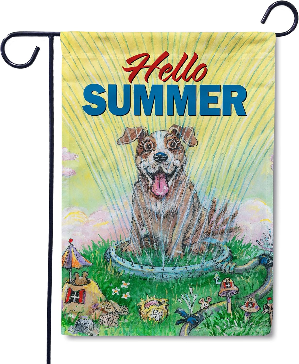 Flagology, Gary Patterson Dogs Fun in the Sun Summer Dog Garden Flag 12" x 18", Funny Cartoon Outdoor Décor
