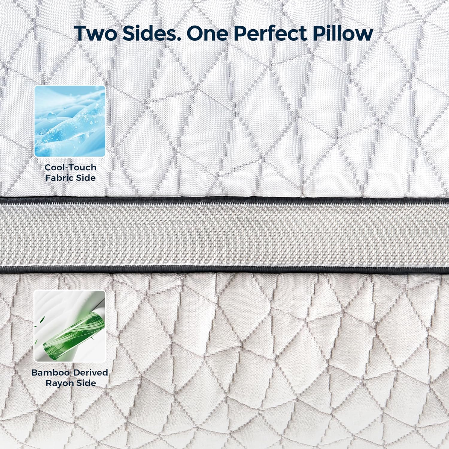 Rainmr Shredded Memory Foam Cooling Pillow for Sleeping, 20" x 36" King Size Pillow with Dual-Side Pillowcase - Cool & Bamboo-Derived Rayon Sides, Supportive Firm Bed Pillow (King)