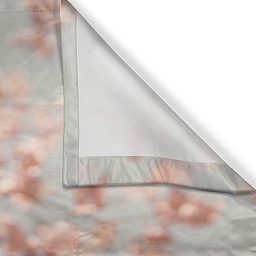 Miniatura 3 de Ambesonne Cortinas largas de cocina melocotón, paisaje japonés, árbol de Sakura, flor de cerezo, fotografía de naturaleza, llegada de primavera, dos