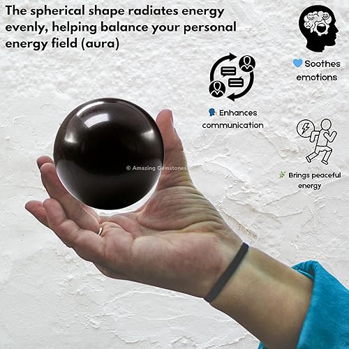 Vista 362 de Amazing Gemstone Black Tourmaline Crystal Ball with Stand - 2" Inches Crystal Sphere Meditation Balls for Witchcraft and Decorative Balls