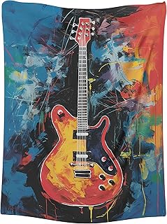 CAPITUNEISKINEPA Guitar Blanket - Gifts for Guitar Players - Peace Love Rock & Roll Guitar Player Guitarist Vintage 60