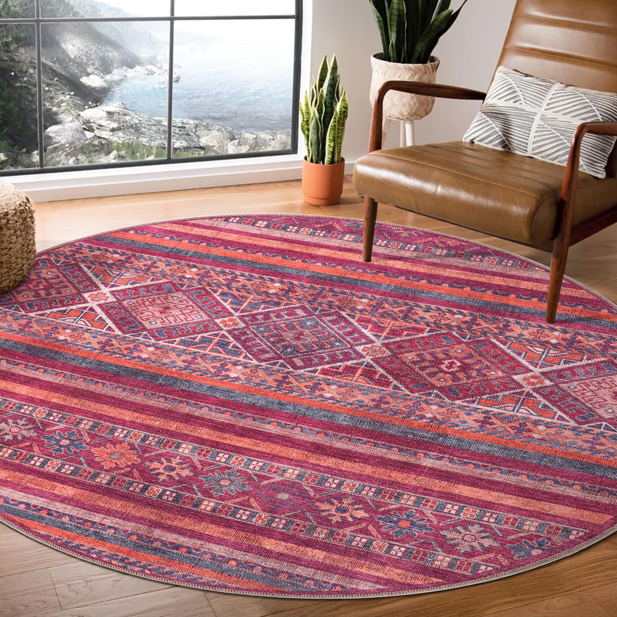 Tapis lavable antidérapant rouge pour en finir avec les taches de salon