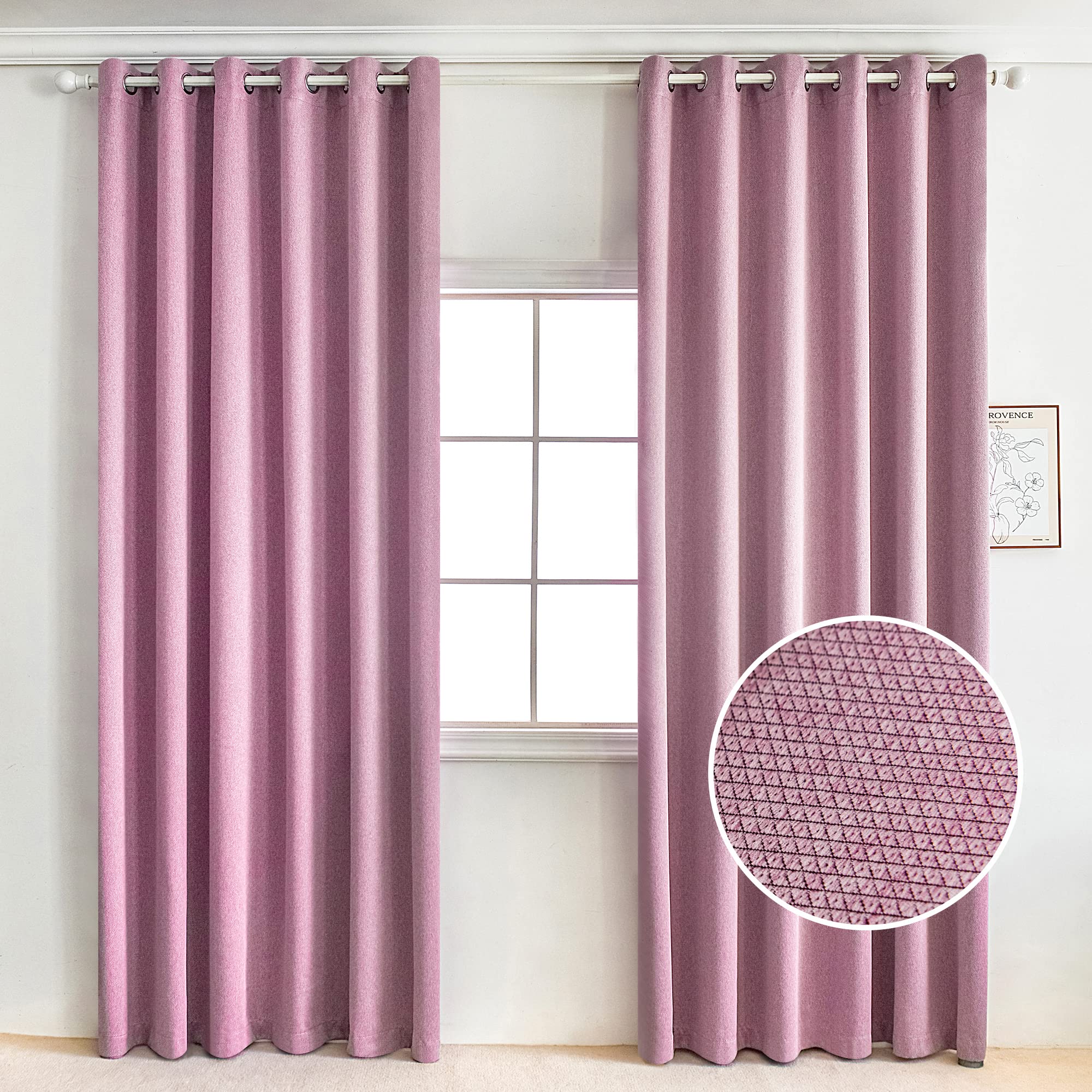 YEAHHOME Blackout Curtains, 2 Panels & 2 Tie Backs, Room Darkening