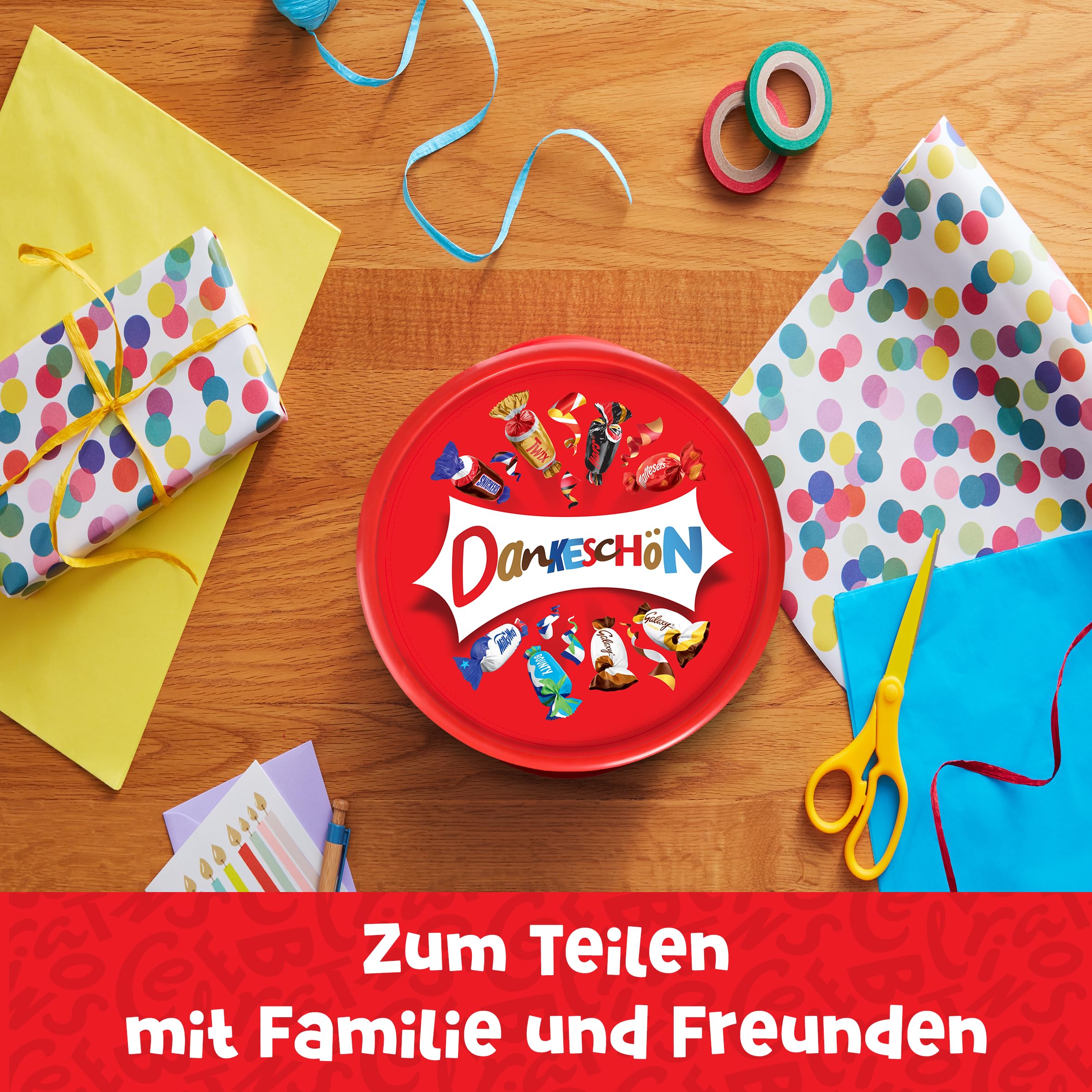 Celebrations "Dankeschön" Personalisierte Dose | Pralinenmischung | als Dankeschön | Geschenkbox | 1x 600-g-Dose