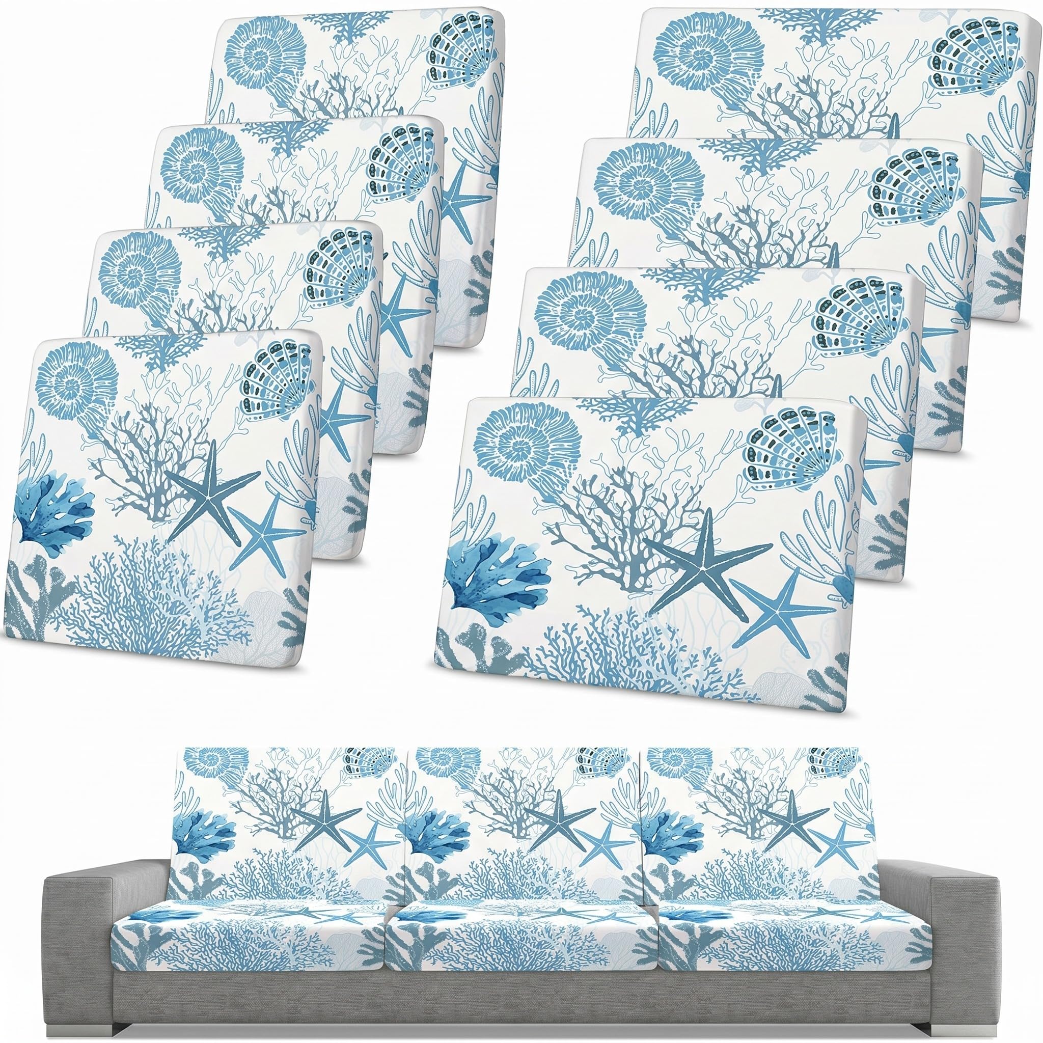 Coral Patio Cushion Covers - Stretch Slipcovers -1
