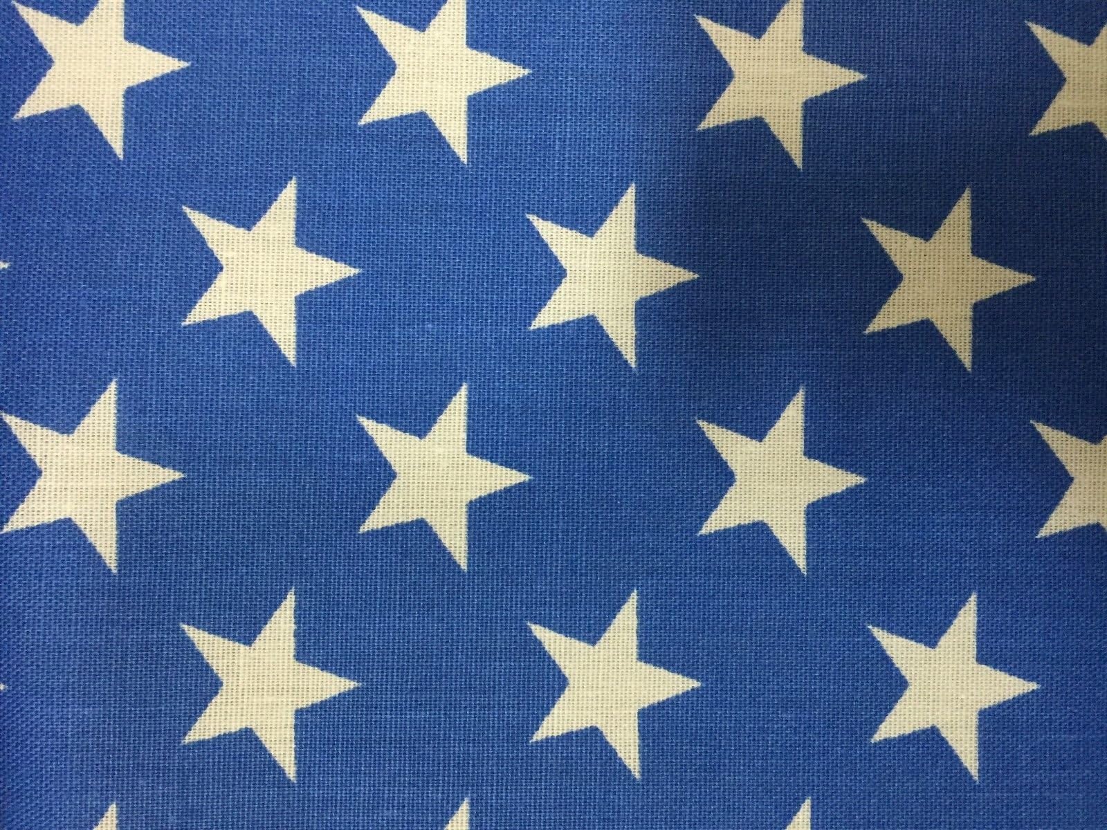 Blue White American Star Print Poly Cotton Fabric