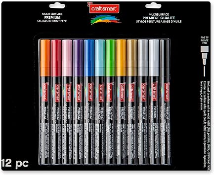 Craft Smart Premium Fine Tip Oil-Based Paint Pens 12ct