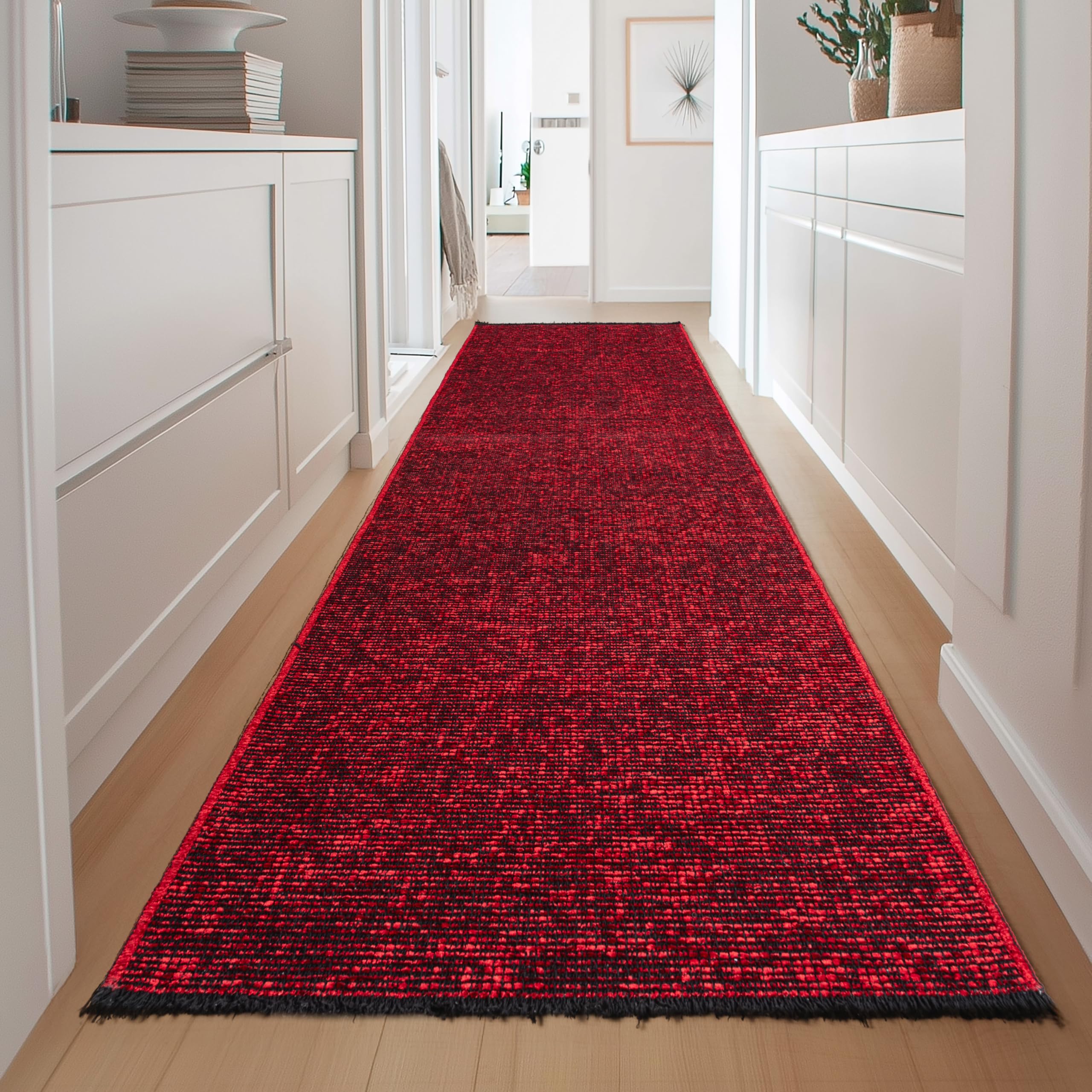 HomebyHome Baumwolle Teppich, Waschbar, Boho-Stil, Soft, Vintage Kelim, Kurzflor, rutschfest & Weich, Einfarbig Meliert, Für Wohnzimmer, Schlafzimmer, Büro & Küche