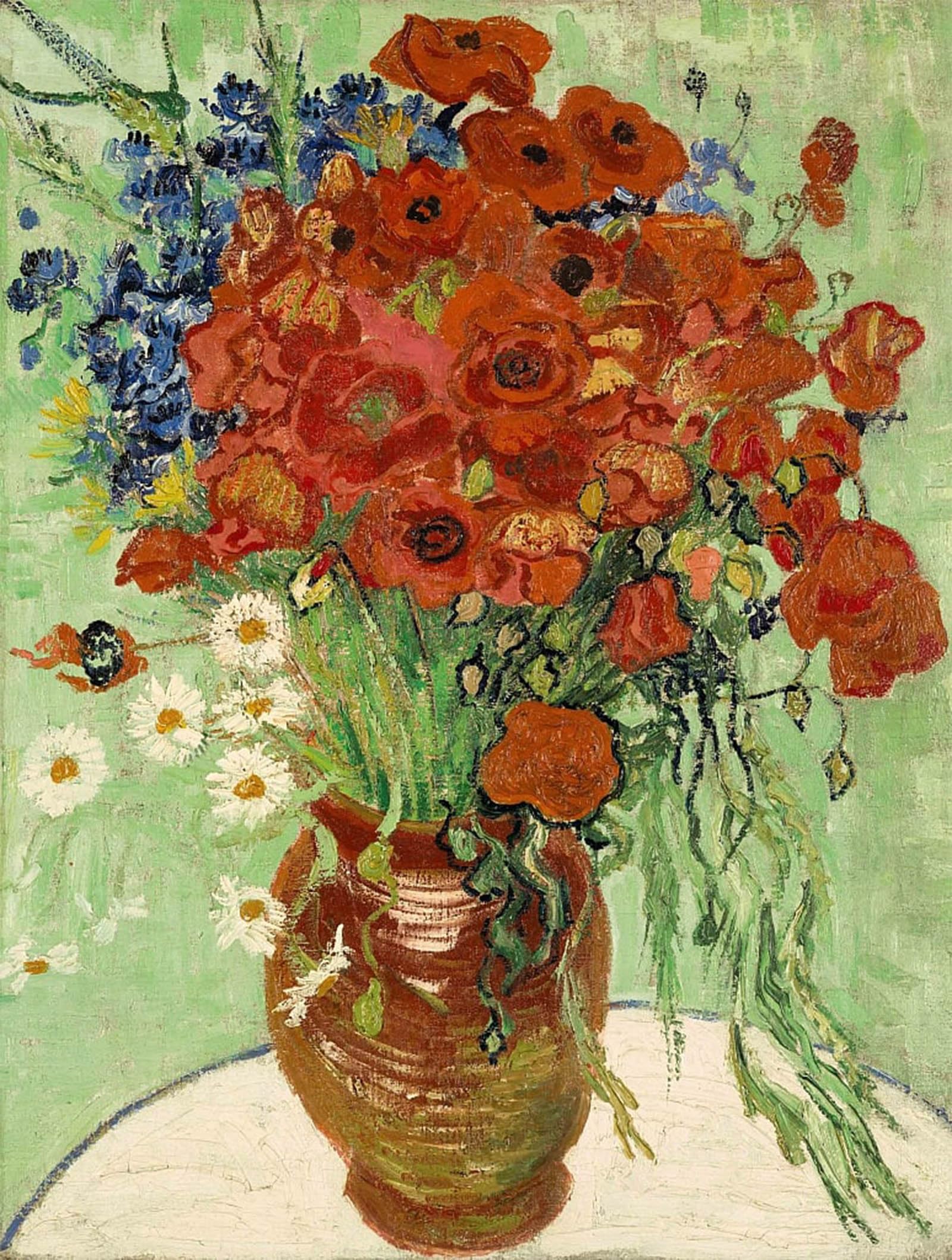 Artxlxxbn No Frame Famous Art Print Poster Vintage Wall Art Still Life Vase And Poppies Canvas Art Poster For Home Decor 60X90cm