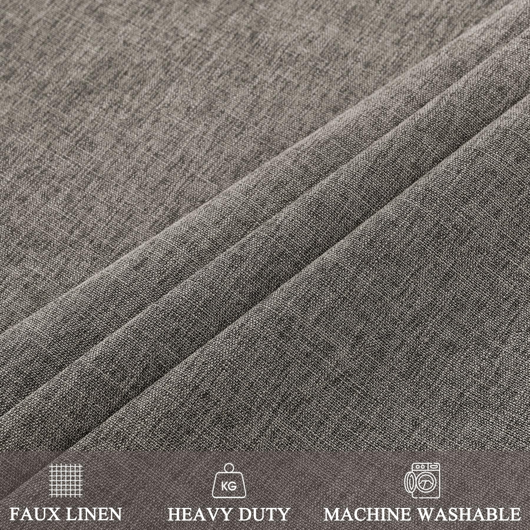 Lot de 2 rideaux 100 % occultants à texture de lin de 106,7 x 137,2 cm, séparateur de pièce, languette arrière et passe-tringle – Panneaux de fenêtre gris rétro pour intimité – Pour décoration