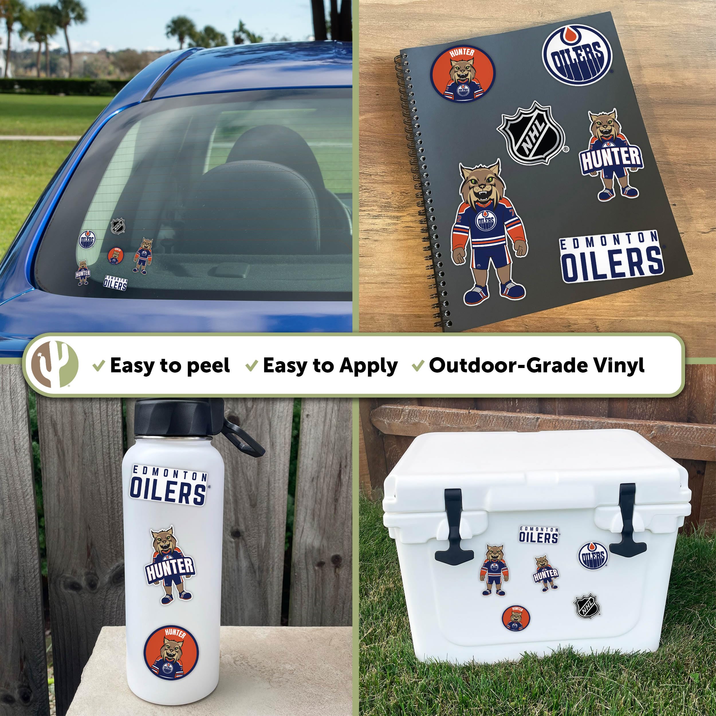 Desert Cactus Adesivo in vinile della squadra NHL di Edmonton Oilers NHL National Hockey League, per computer portatile, bottiglia d'acqua, album di ritagli (T2, mascotte)