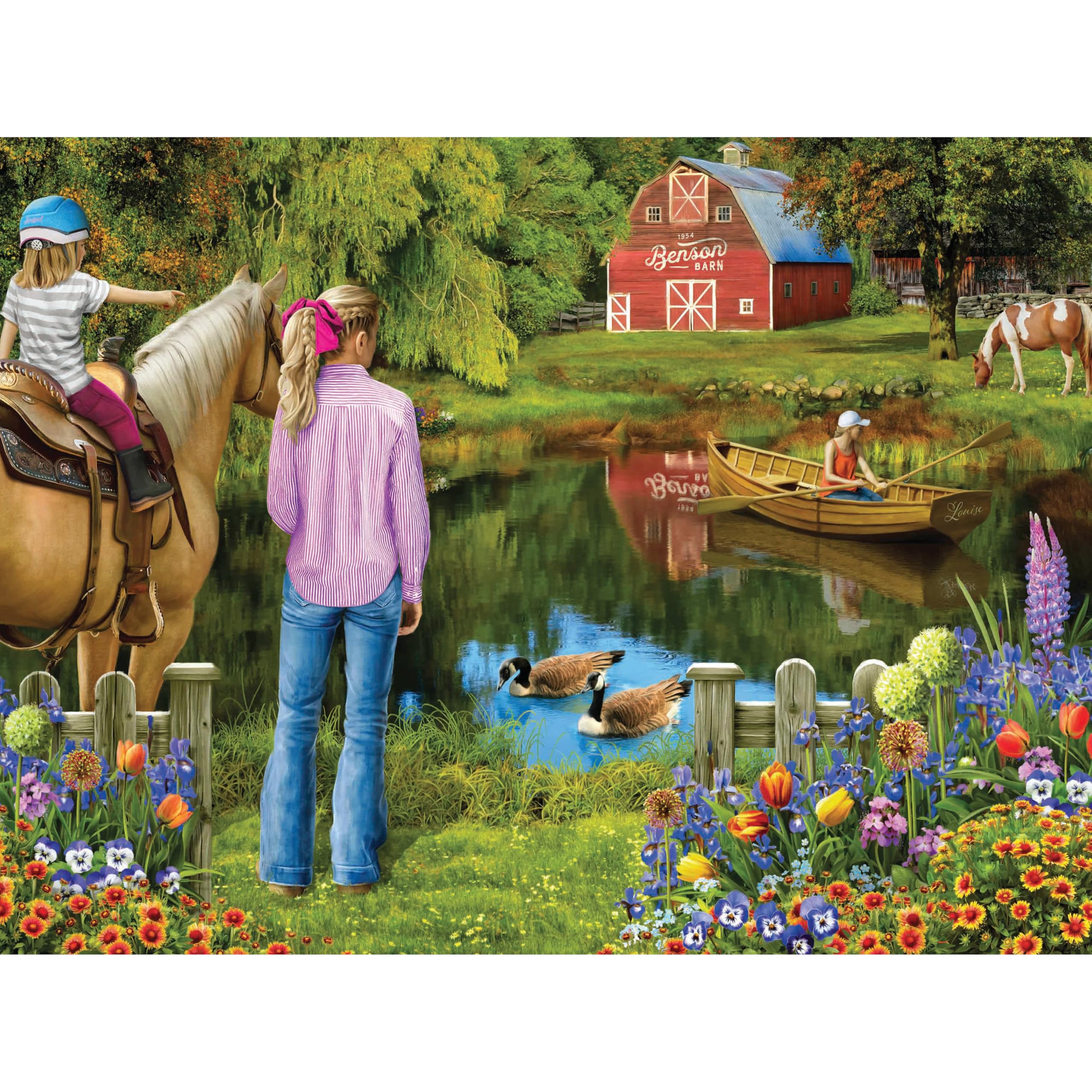 Happy Farm Day 1000 Piece Jigsaw Puzzle For Adults By Sharon Steele | Premium Blueboard 27x20 Inch - View #6