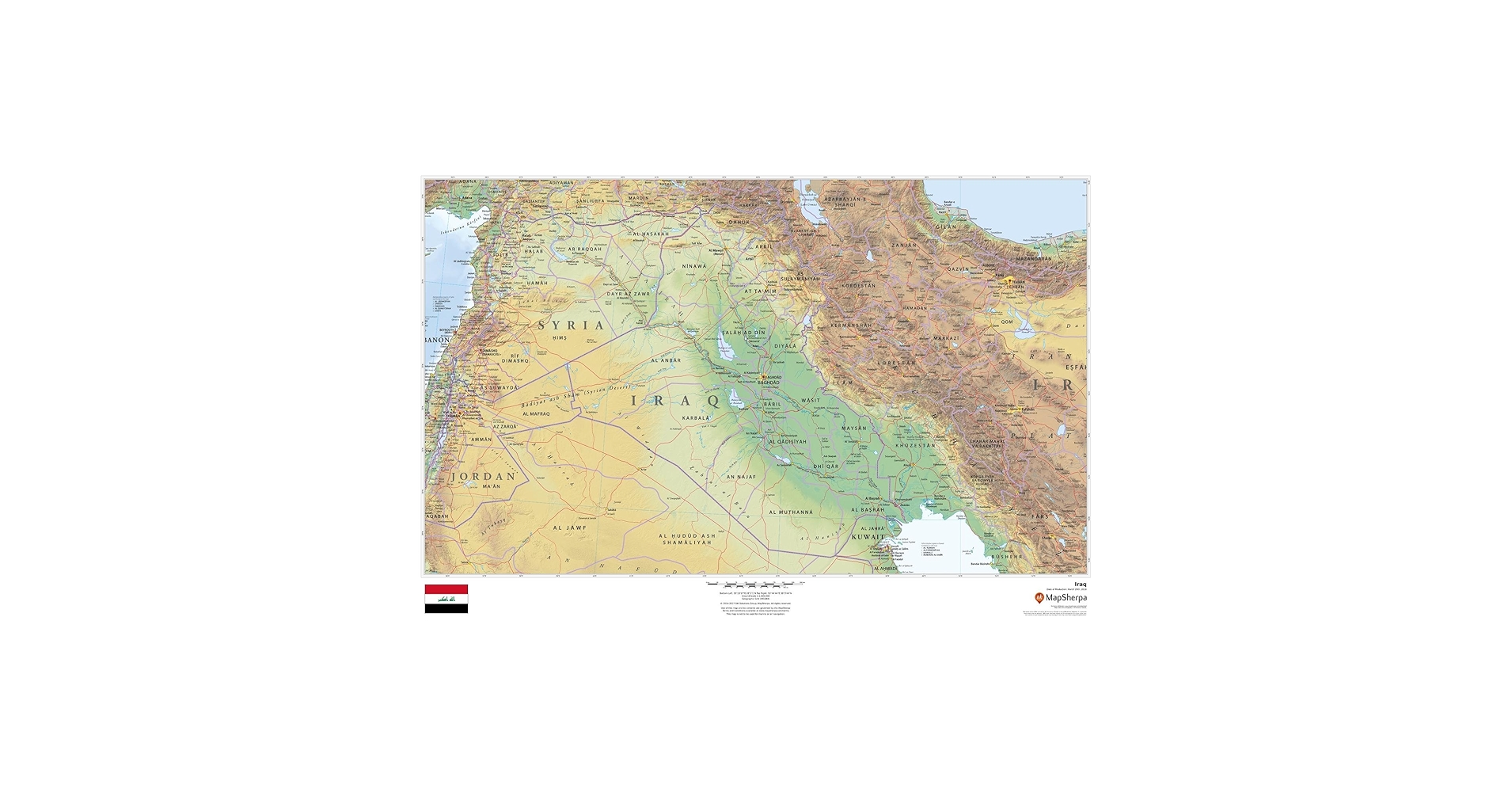 Amazon | イラク - 36インチ x 24インチ ペーパーウォールマップ