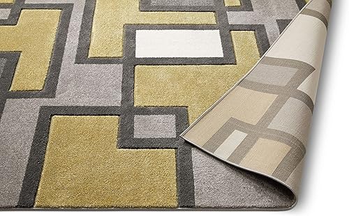 Miniatura 4 de Alfombra de felpa con círculos geométricos grises y rojos de Well Woven - Galaxy Waves (60010), Sintético