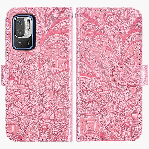 Miniatura 5 de Asuwish Funda de teléfono para Xiaomi Redmi Note 10 5G con protector de pantalla de vidrio templado y cubierta de billetera de encaje Soporte para