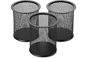Mr. Pen Pencil Holder Black, Set of 3 Upscale Metal Mesh Desk...