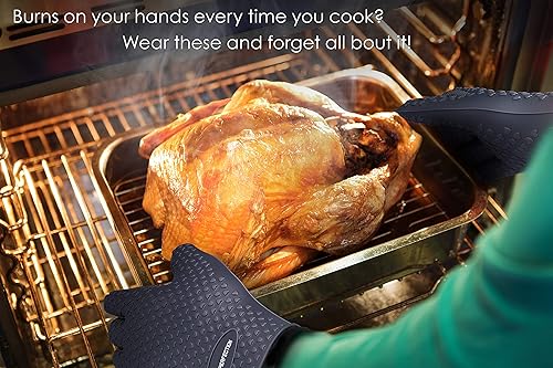 Miniatura 6 de KITCHEN PERFECTION Guantes de silicona para horno ahumador -Guantes de barbacoa extremadamente resistentes al calor-maneja la comida caliente