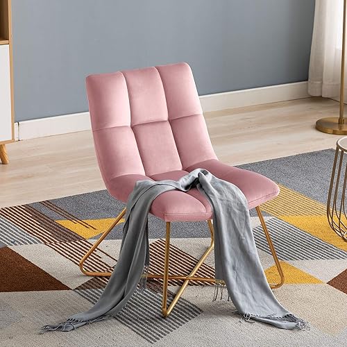 Miniatura 3 de DUHOME Silla de salón retro de terciopelo de mediados de siglo moderna con patas de metal dorado para sala de estar y dormitorio, color blanco, 1