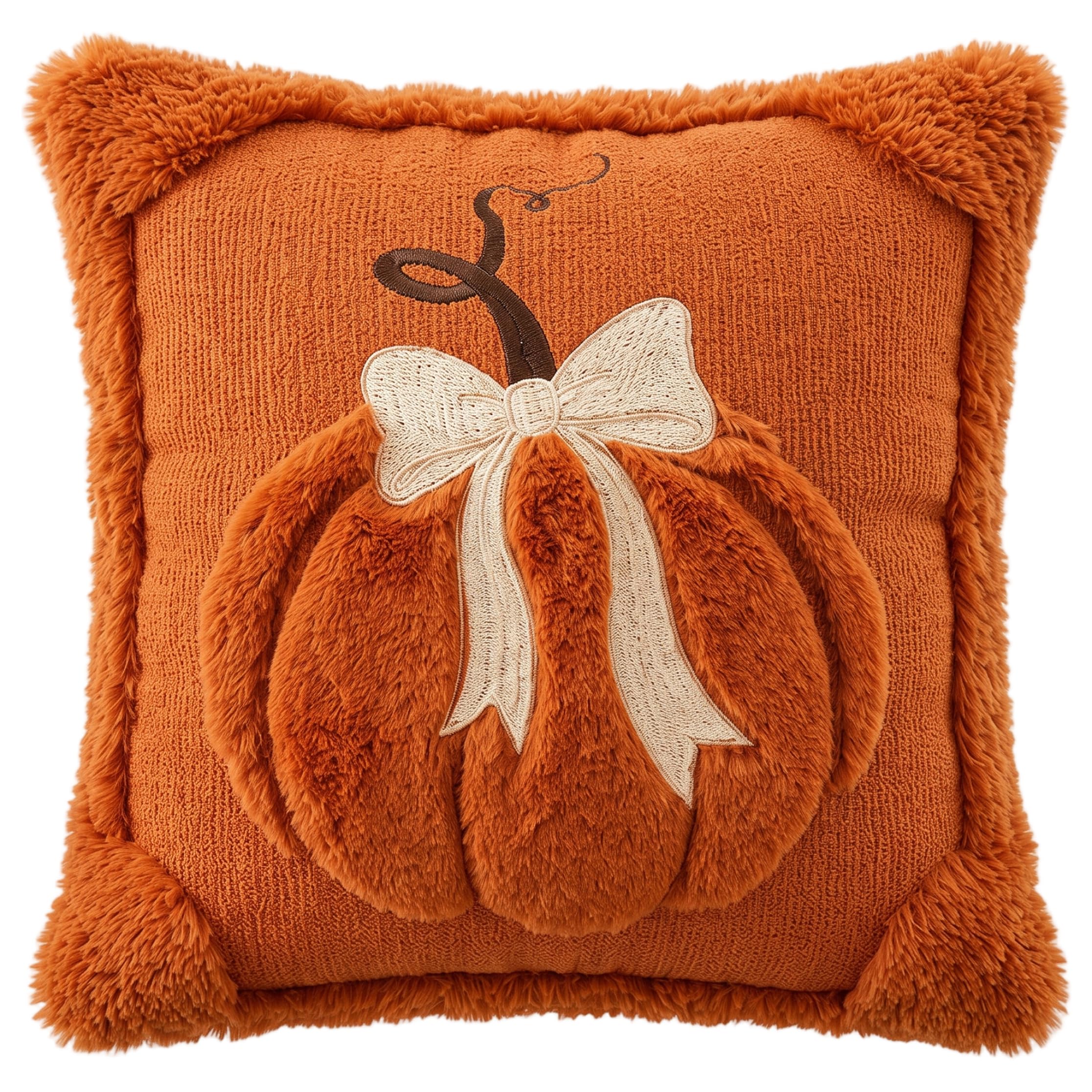 DAGLLGEW 1 Pack Halloween Pillow Cover, Quilted Pumpkin Bow Decorative Throw Pillow Cover Orange 18x18 InchThrow CoverDecorative CoversFall Covers